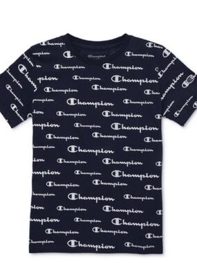NWT Champion T Shirt Boys Navy Blue,logo printed Size Medium